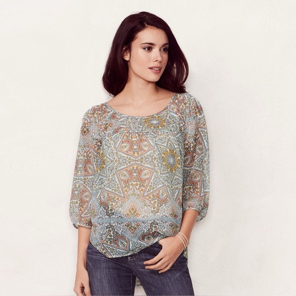 Vintage Y2k Retro Sheer Paisley Pintuck Peasant Blouse Tunic Beqch Boho Hippie M - Picture 2 of 10